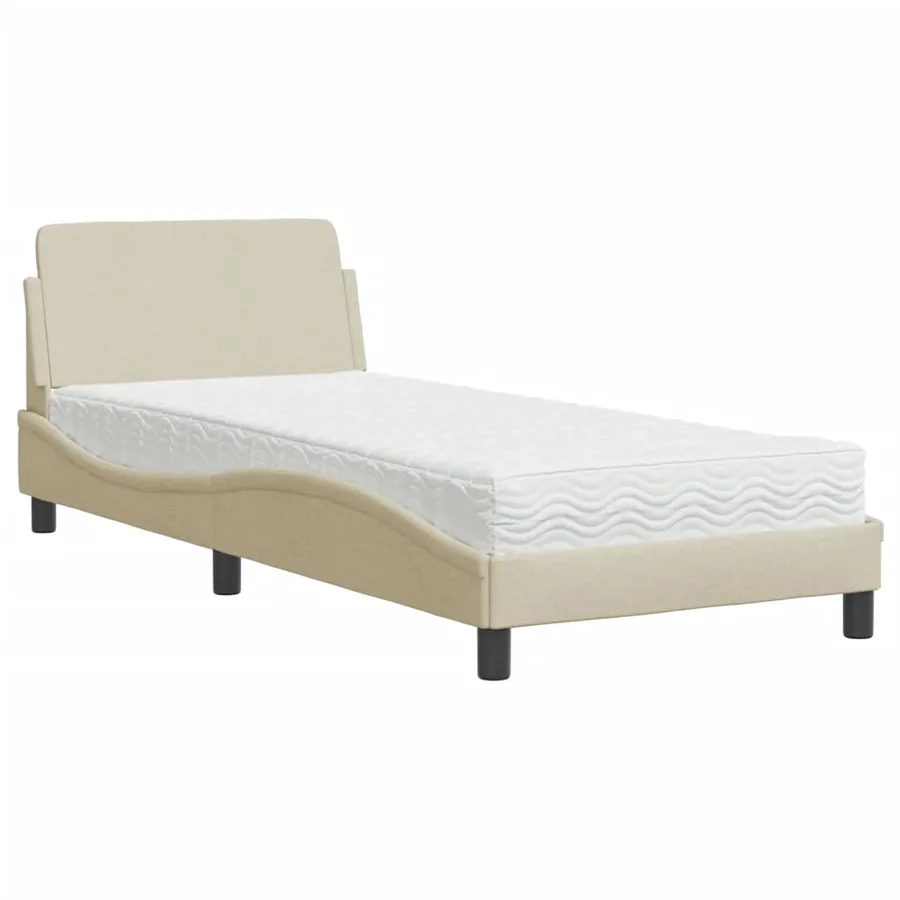 Lit avec matelas Dover crème 90x190 cm tissu - 2