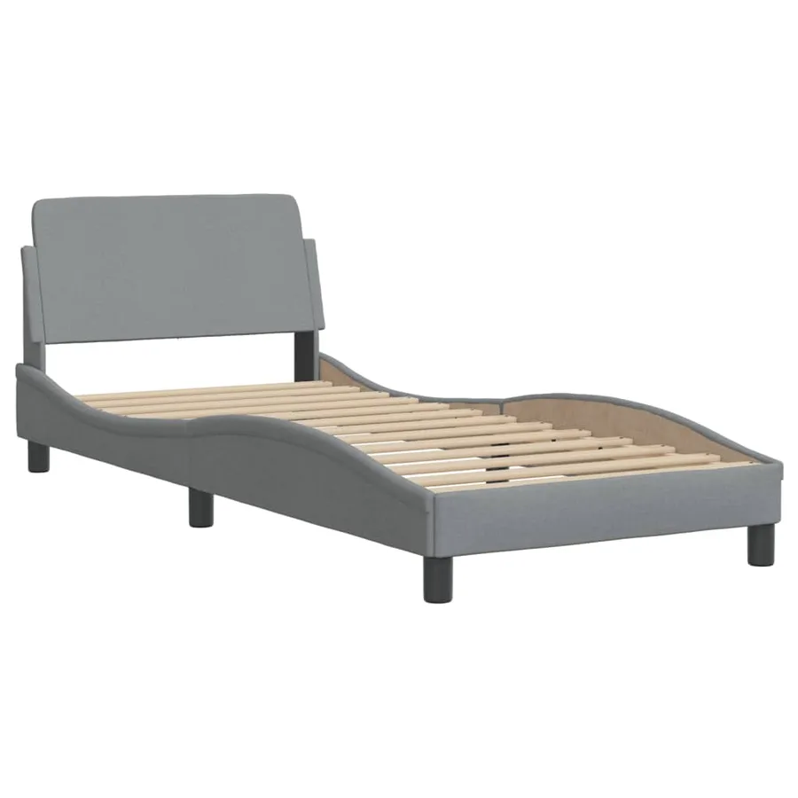 Lit avec matelas Hvar gris clair 90x190 cm tissu - 4
