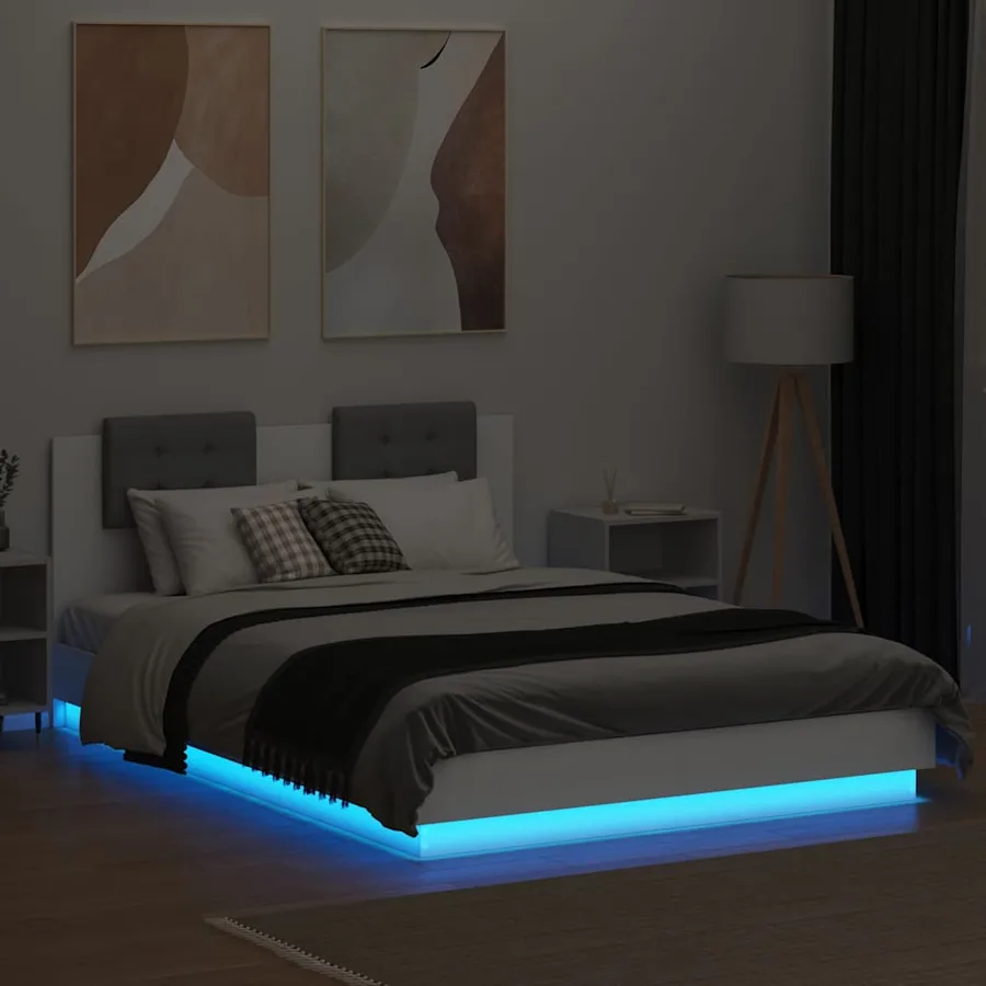 Cadre de lit avec LED sans matelas blanc 120x200 cm - 4