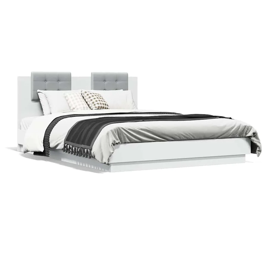 Cadre de lit avec LED sans matelas blanc 120x200 cm - 5