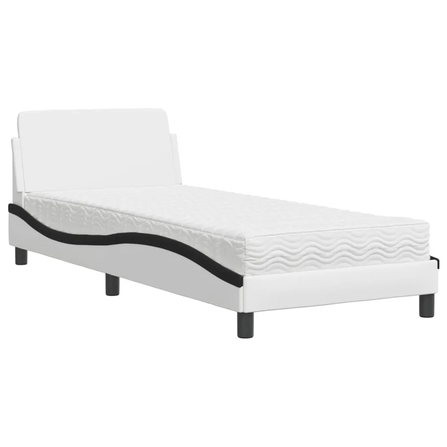 Lit avec matelas Dover blanc et noir 90x190 cm similicuir - 2