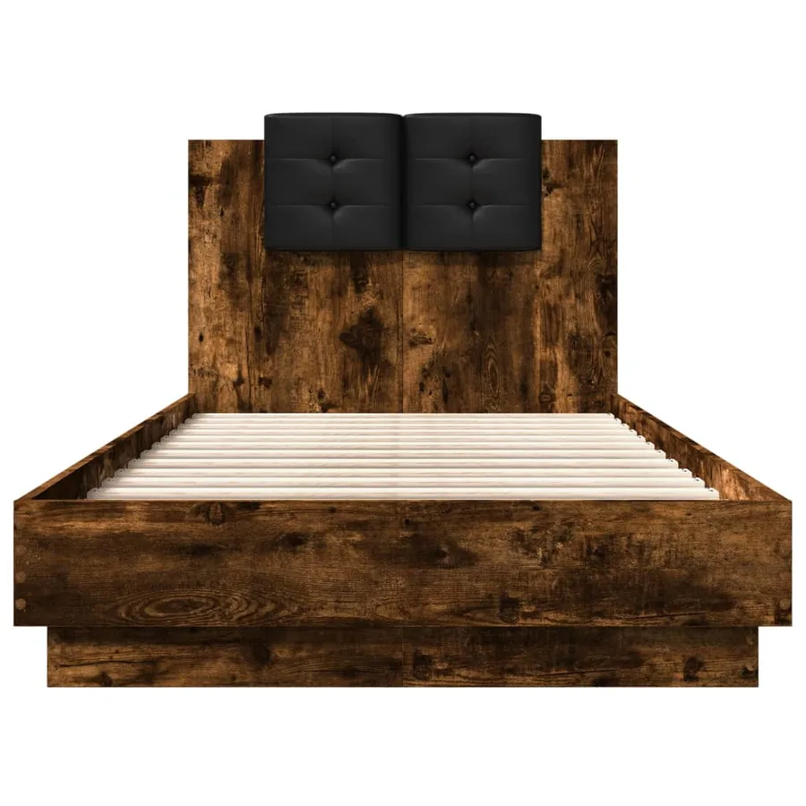 Cadre de lit sans matelas chêne fumé 75x190 cm - 4