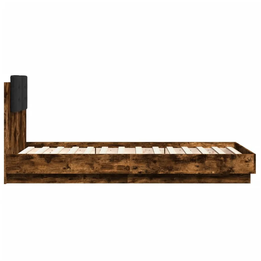 Cadre de lit sans matelas chêne fumé 75x190 cm - 5