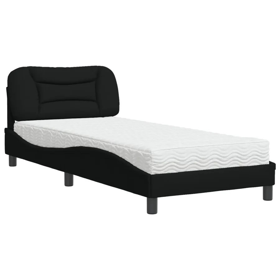 Lit avec matelas Hvar noir 90x190 cm tissu - 2
