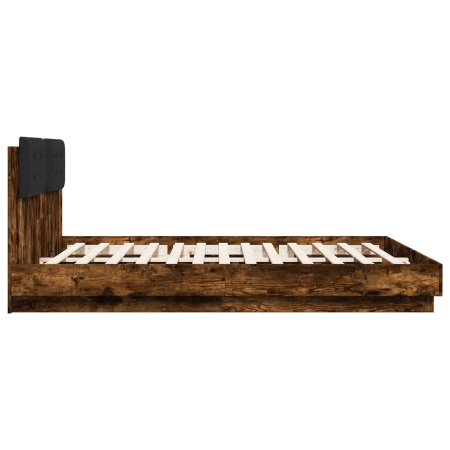 Cadre de lit avec LED sans matelas chêne fumé 180x200 cm - 7