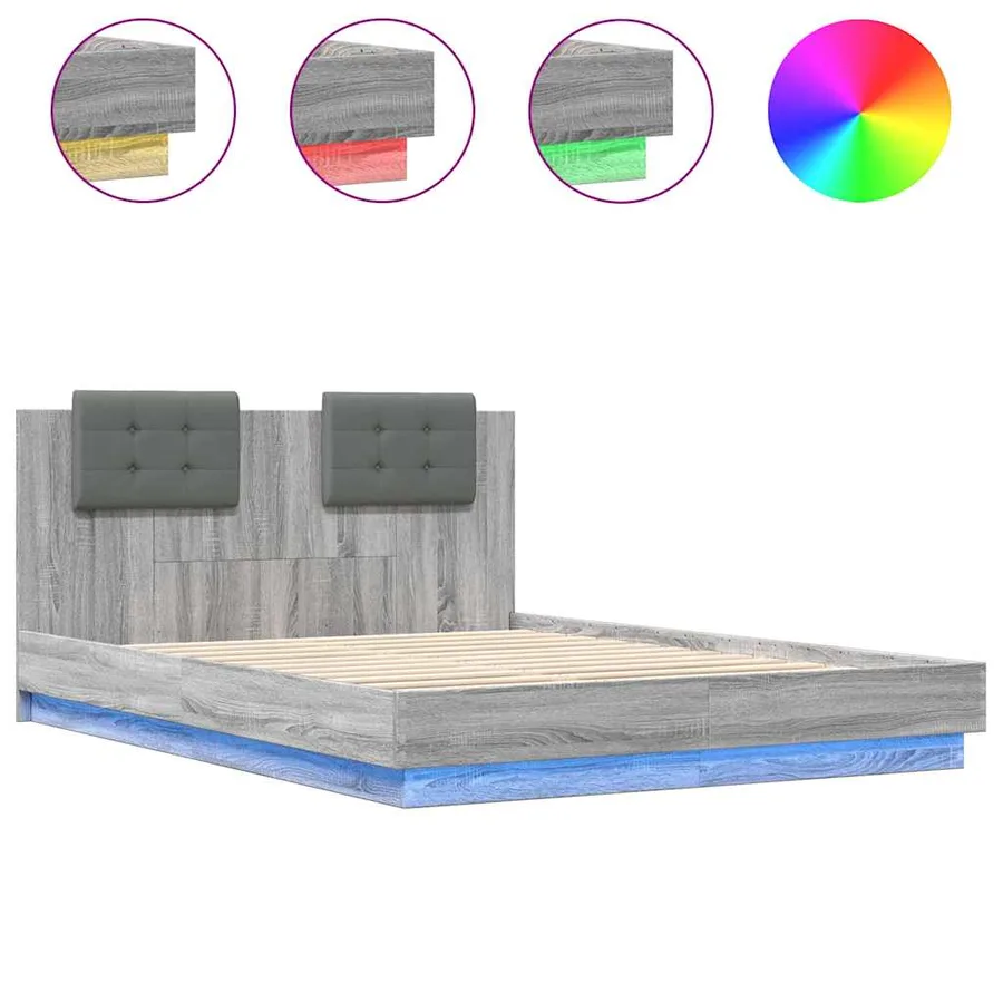 Cadre de lit avec LED sans matelas sonoma gris 120x200 cm - 2