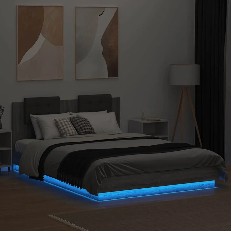 Cadre de lit avec LED sans matelas sonoma gris 120x200 cm - 4