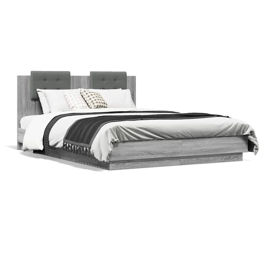 Cadre de lit avec LED sans matelas sonoma gris 120x200 cm - 5