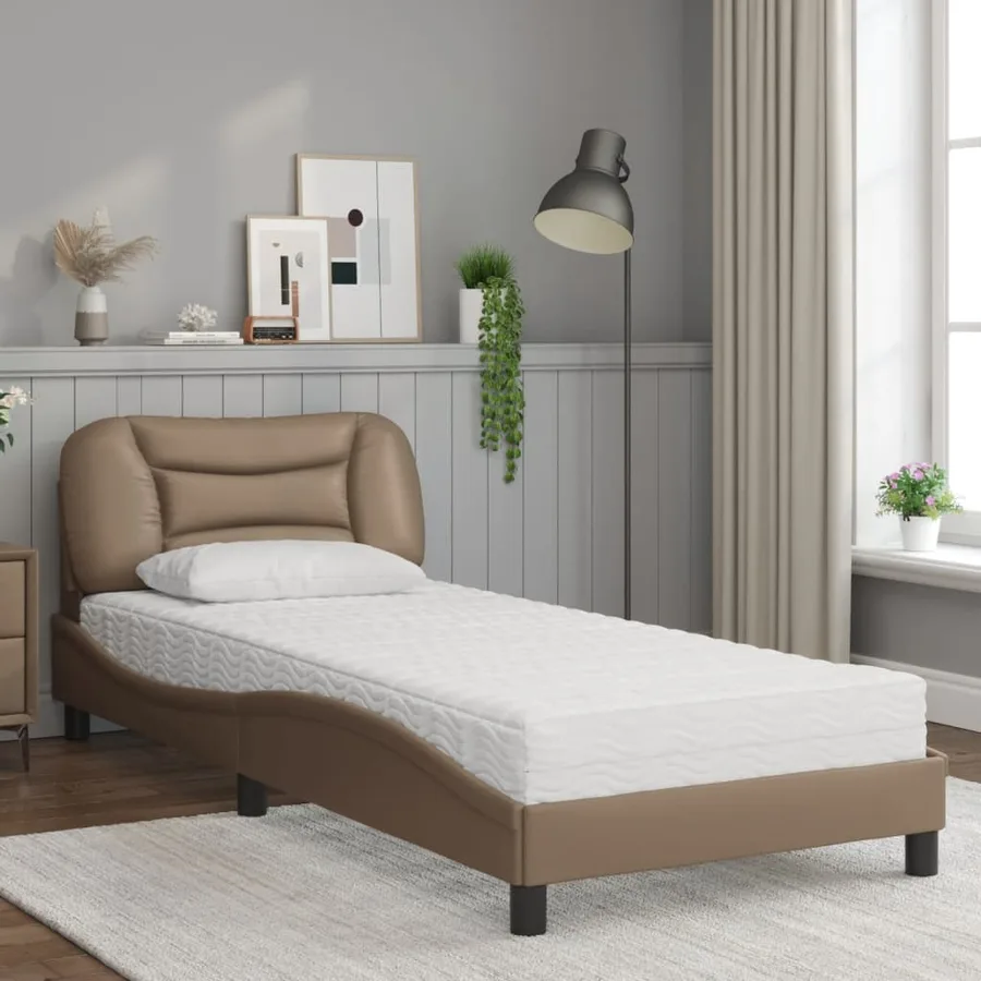 Lit avec matelas Hvar cappuccino 90x190 cm similicuir - 3