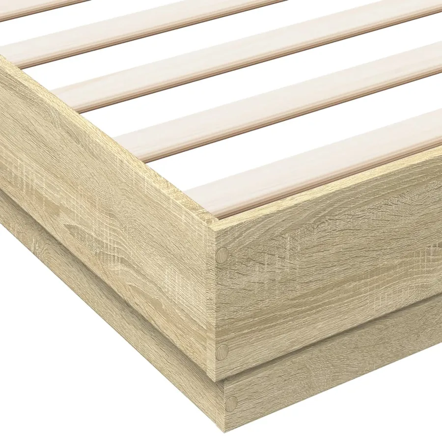 Cadre de lit avec LED sans matelas chêne sonoma 200x200 cm - 9