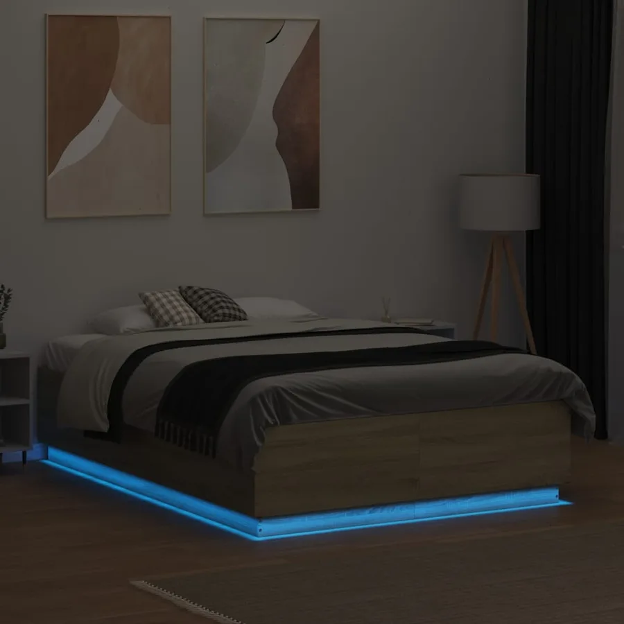 Cadre de lit avec LED sans matelas chêne sonoma 120x190 cm - 4