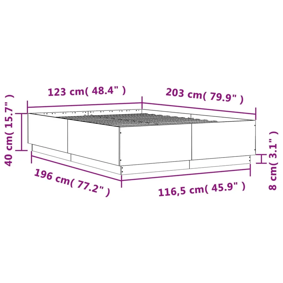 Cadre de lit avec LED sans matelas chêne sonoma 120x200 cm - 14