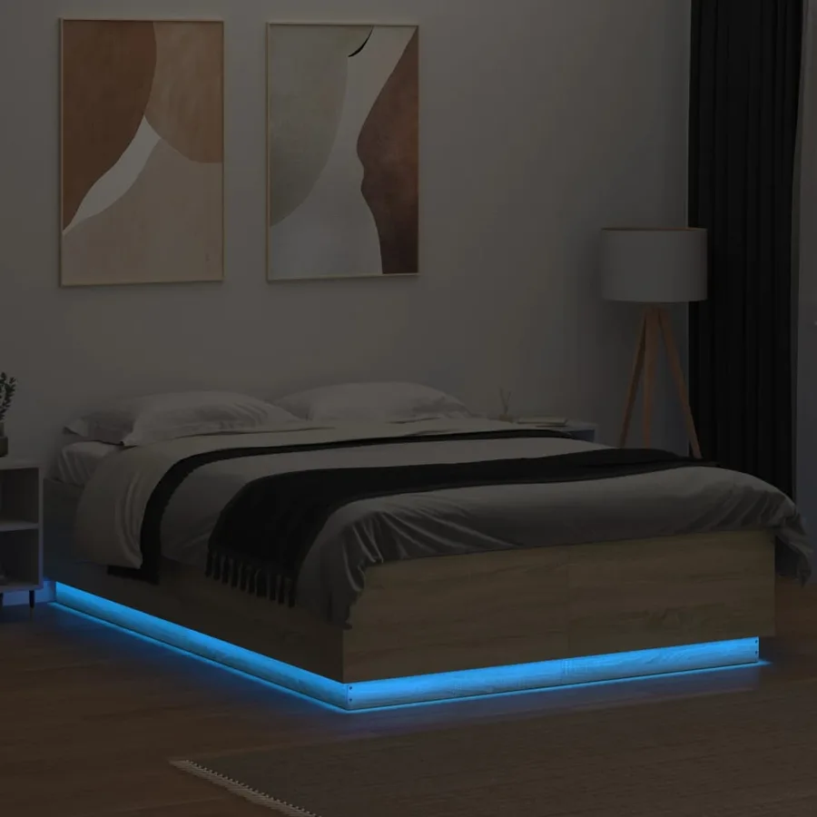 Cadre de lit avec LED sans matelas chêne sonoma 120x200 cm - 4