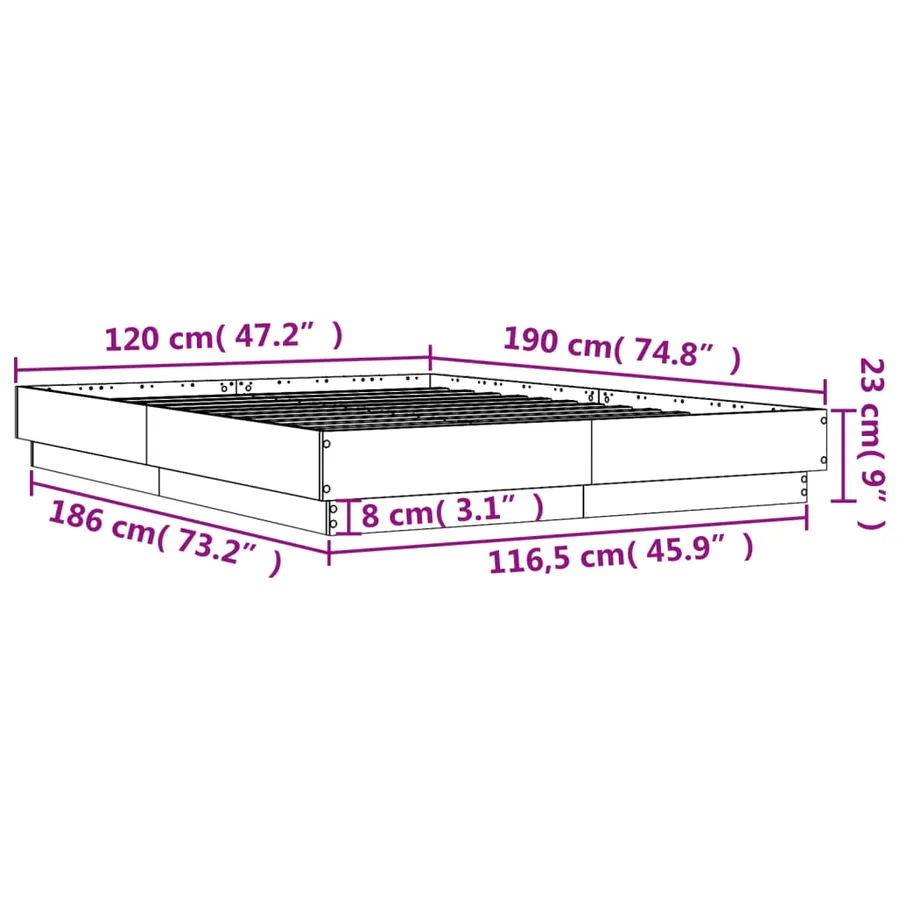 Cadre de lit avec LED sans matelas chêne sonoma 120x190 cm - 14