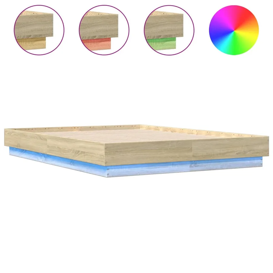 Cadre de lit avec LED sans matelas chêne sonoma 120x190 cm - 2
