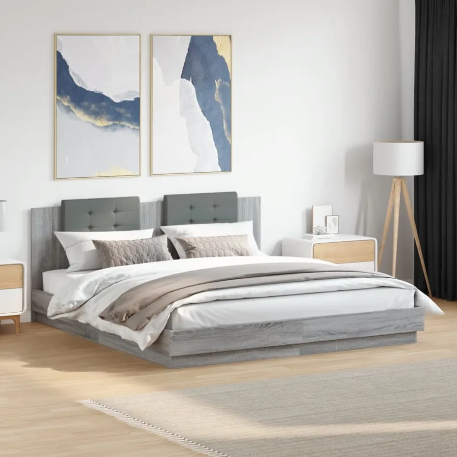 Cadre de lit sans matelas sonoma gris 200x200 cm