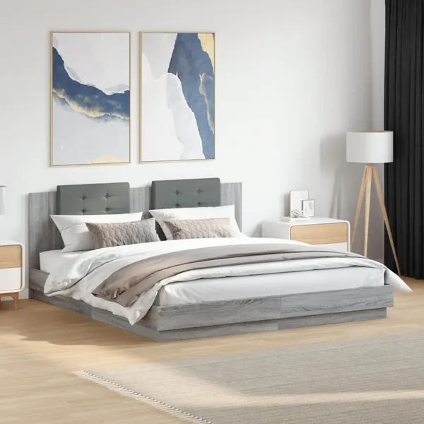 Cadre de lit sans matelas sonoma gris 200x200 cm