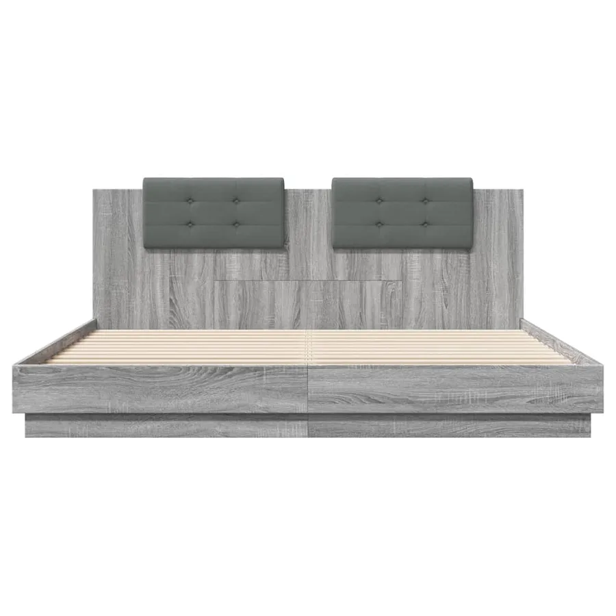 Cadre de lit sans matelas sonoma gris 200x200 cm - 4