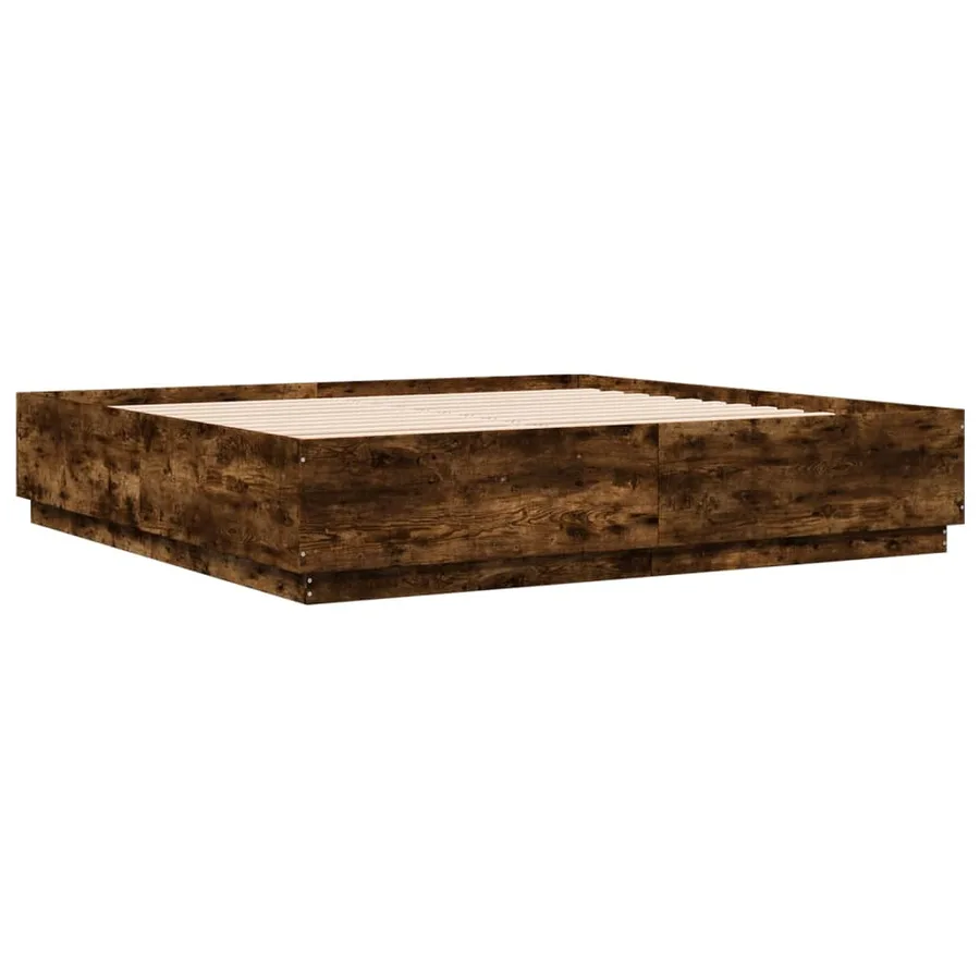 Cadre de lit avec LED sans matelas chêne fumé 200x200 cm - 3