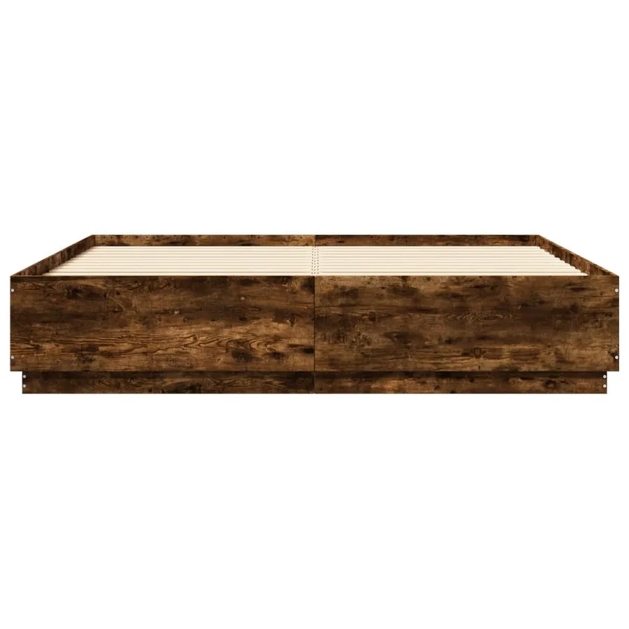 Cadre de lit avec LED sans matelas chêne fumé 200x200 cm - 6
