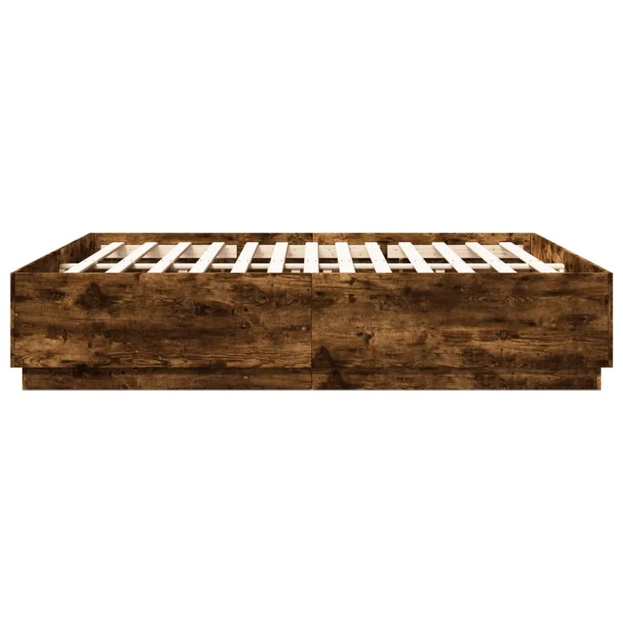 Cadre de lit avec LED sans matelas chêne fumé 200x200 cm - 7