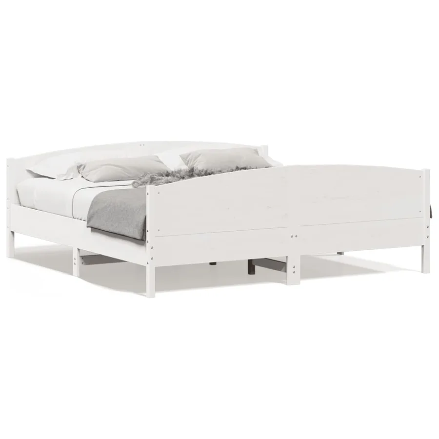 Cadre de lit sans matelas blanc 180x200 cm bois massif de pin - 2