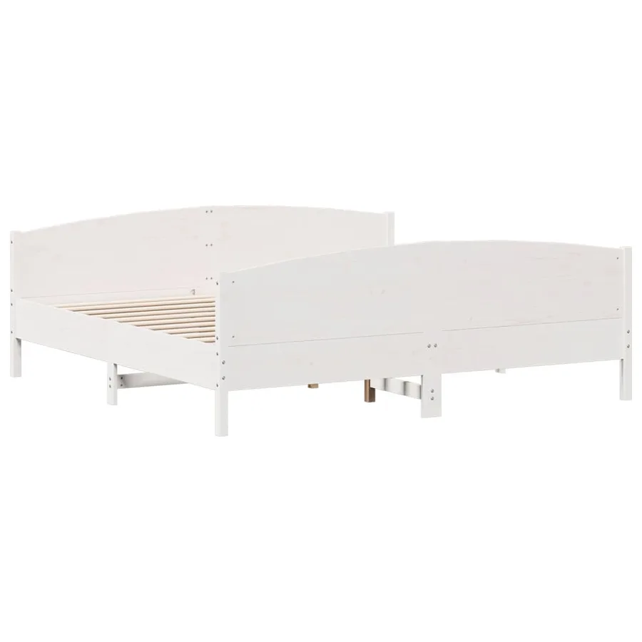 Cadre de lit sans matelas blanc 180x200 cm bois massif de pin - 3