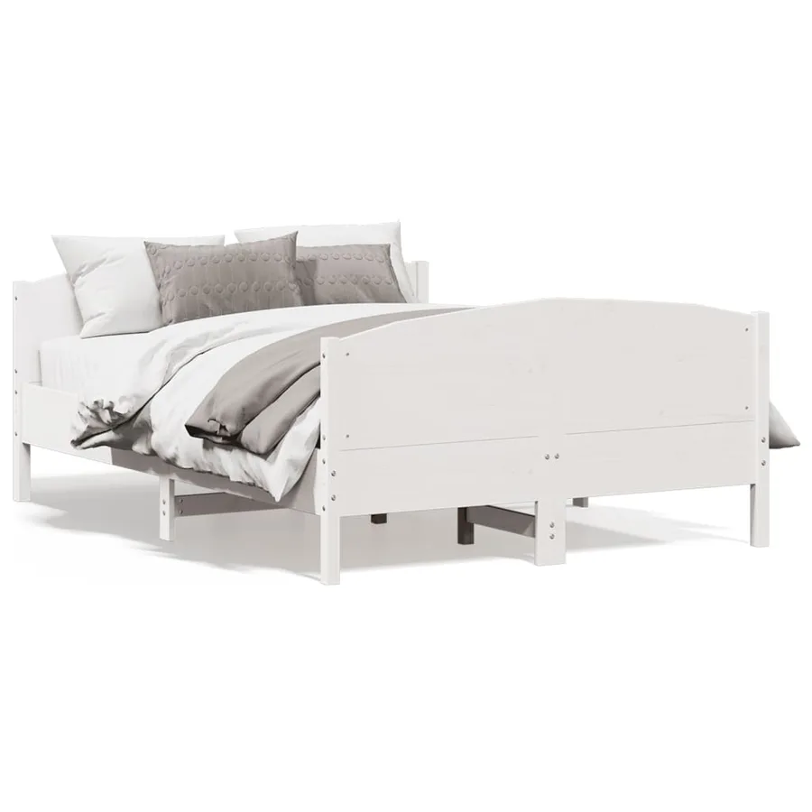 Cadre de lit sans matelas blanc 120x190 cm bois de pin massif - 2