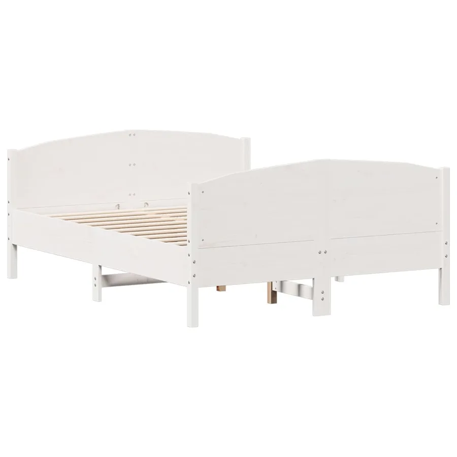 Cadre de lit sans matelas blanc 120x190 cm bois de pin massif - 3