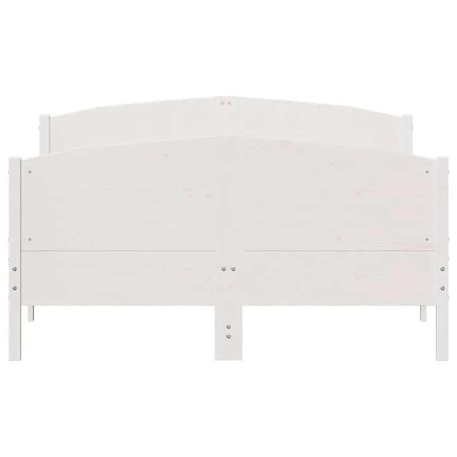 Cadre de lit sans matelas blanc 150x200 cm bois de pin massif - 4