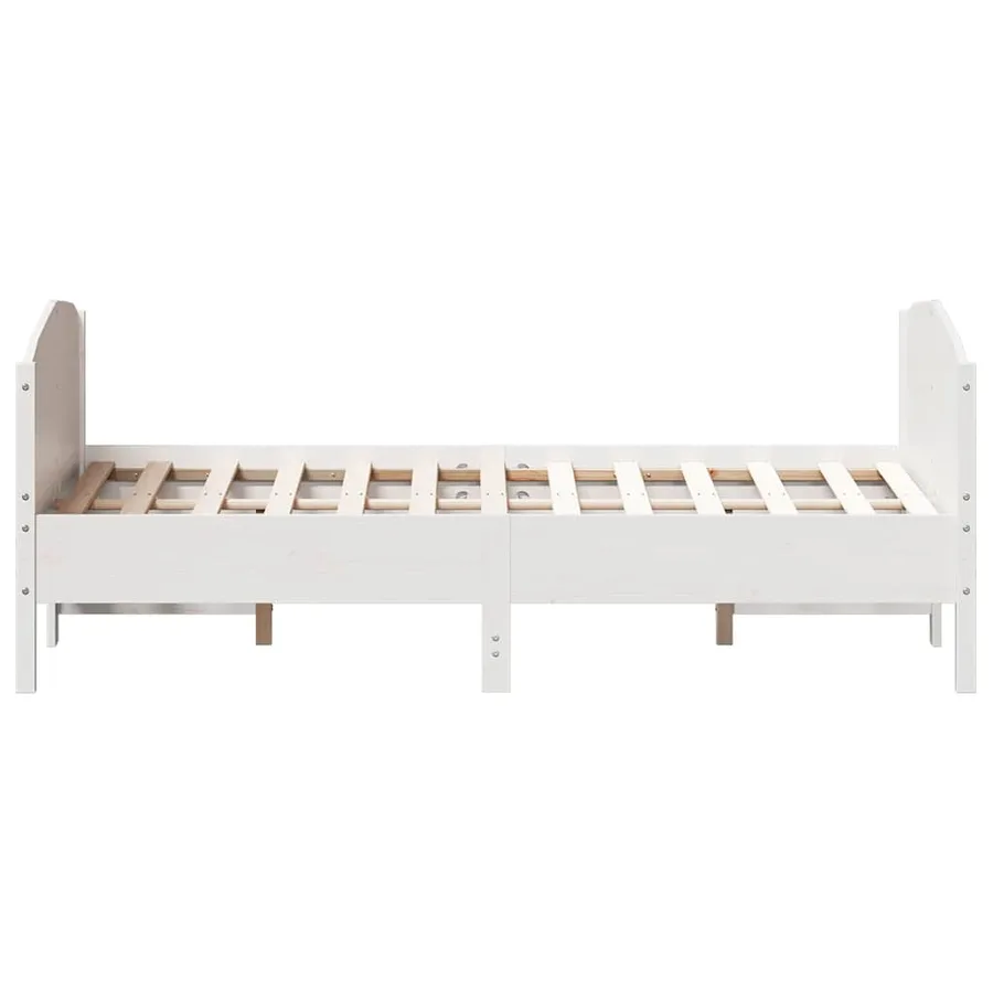 Cadre de lit sans matelas blanc 150x200 cm bois de pin massif - 5