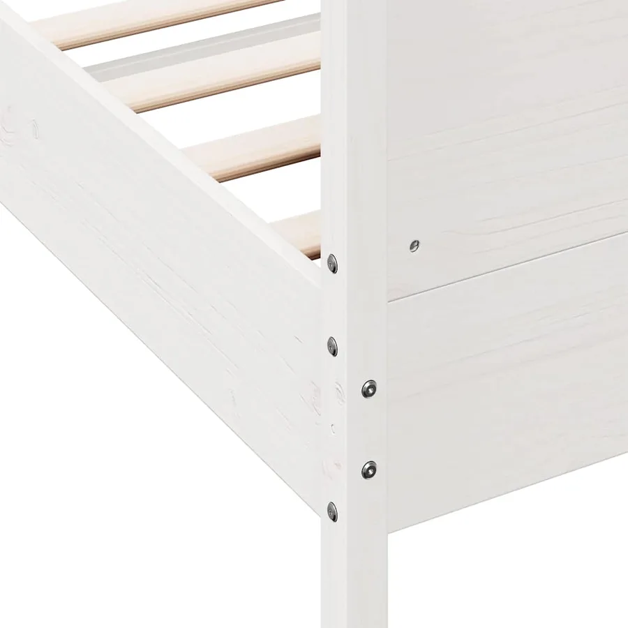 Cadre de lit sans matelas blanc 150x200 cm bois de pin massif - 7