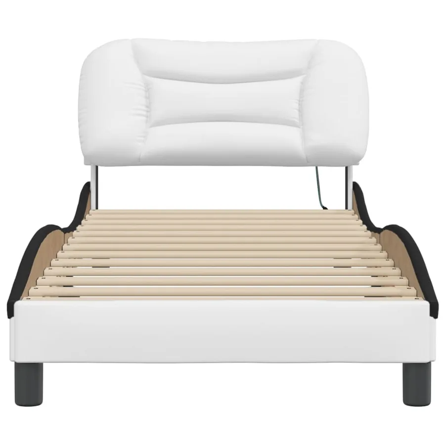 Cadre de lit avec LED sans matelas Hvar blanc et noir 90x190 cm - 6