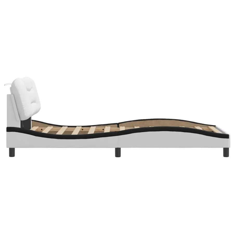 Cadre de lit avec LED sans matelas Hvar blanc et noir 90x190 cm - 8