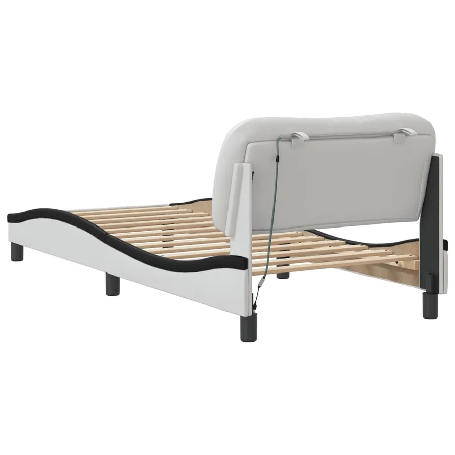 Cadre de lit avec LED sans matelas Hvar blanc et noir 90x190 cm - 9