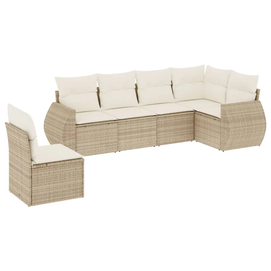 Salon de jardin avec coussins 6 pcs beige résine tressée - 2