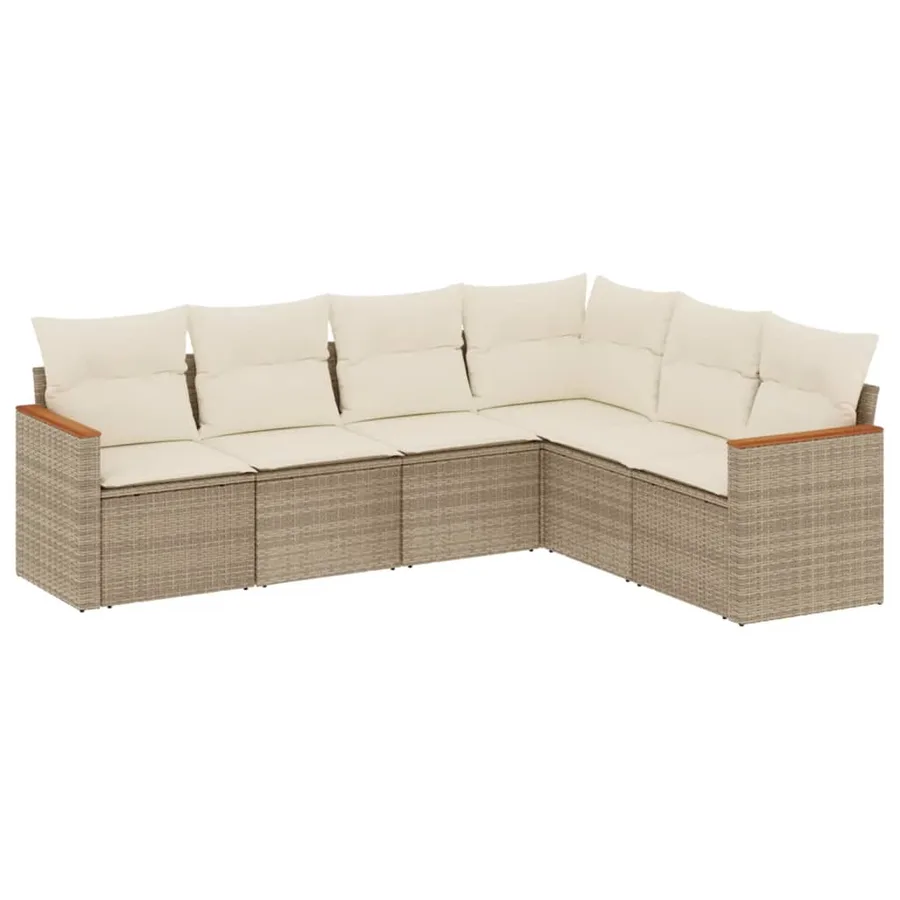 Salon de jardin avec coussins 6 pcs beige résine tressée - 2