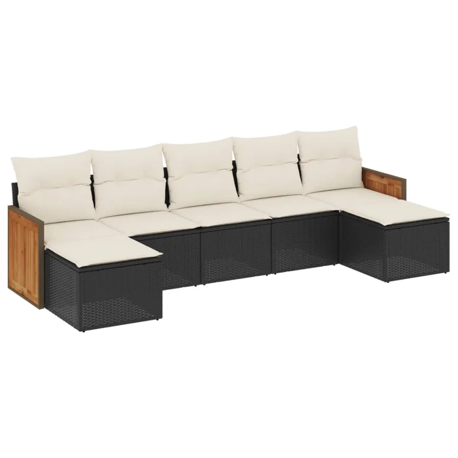 Salon de jardin 7 pcs avec coussins noir résine tressée 55 x 62 x 69 cm - 57,0 kg - 2