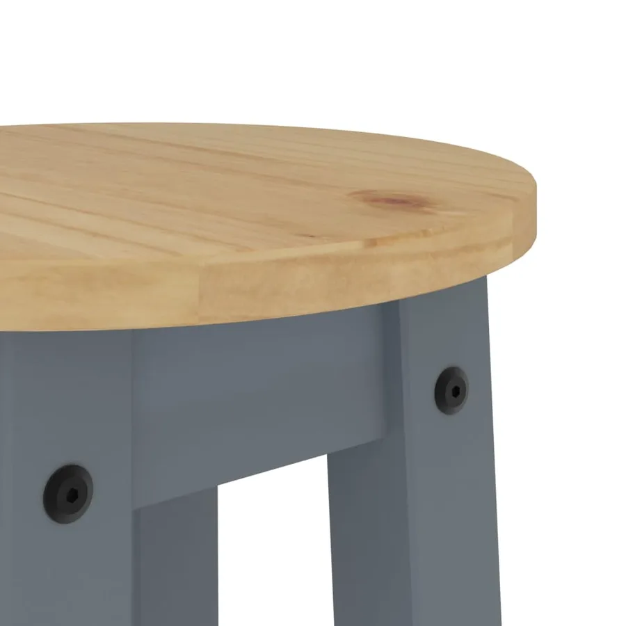 Tabourets de bar lot de 2 gris bois massif de pin - 8