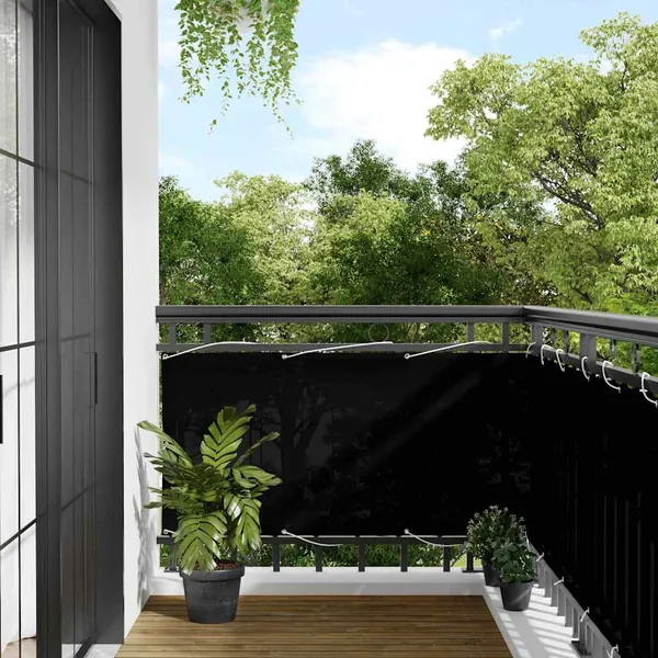 Écran de balcon noir 75x800 cm 100% polyester oxford