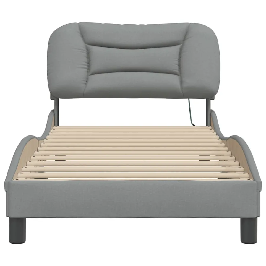 Cadre de lit avec LED sans matelas Hvar gris clair 90x190 cm tissu - 6