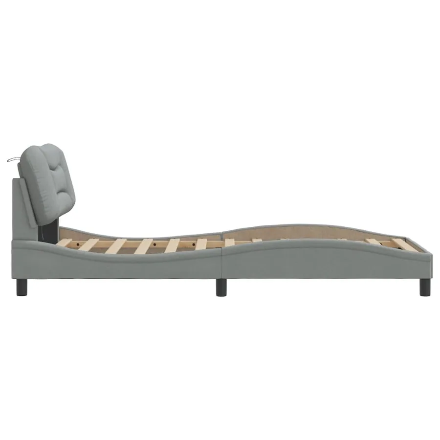 Cadre de lit avec LED sans matelas Hvar gris clair 90x190 cm tissu - 8