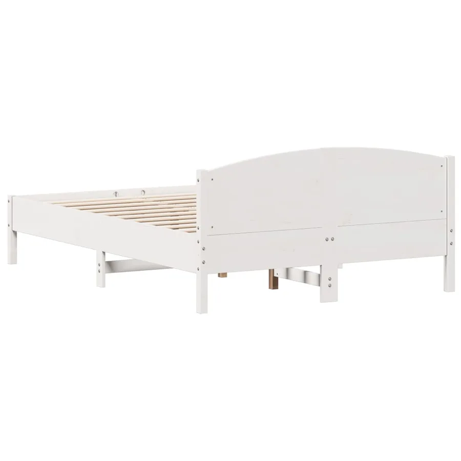Cadre de lit sans matelas blanc 140x200 cm bois de pin massif - 6
