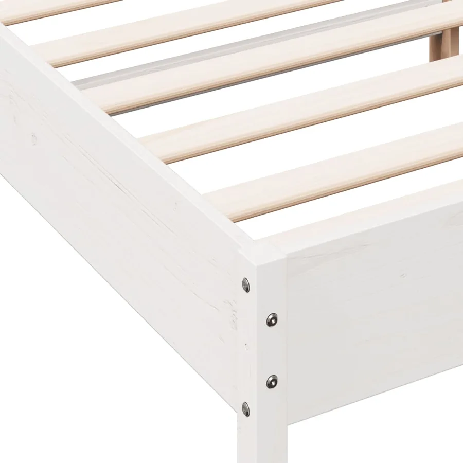Cadre de lit sans matelas blanc 140x200 cm bois de pin massif - 7