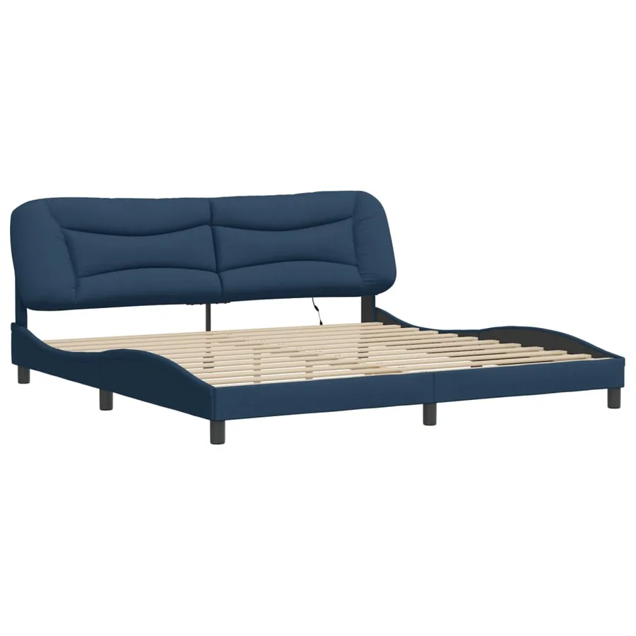 Cadre de lit avec LED sans matelas Hvar bleu 200x200 cm tissu - 3