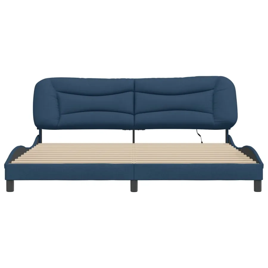 Cadre de lit avec LED sans matelas Hvar bleu 200x200 cm tissu - 6