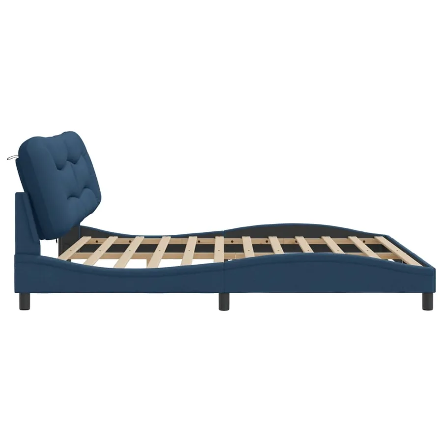 Cadre de lit avec LED sans matelas Hvar bleu 200x200 cm tissu - 8