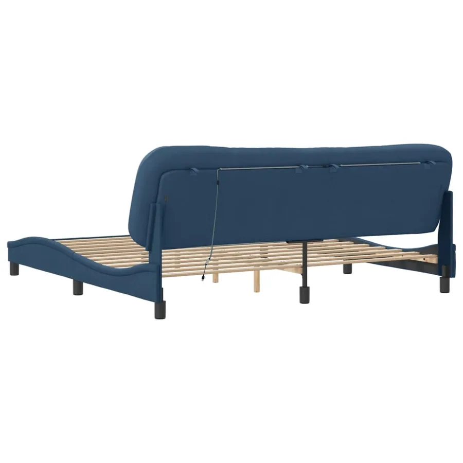 Cadre de lit avec LED sans matelas Hvar bleu 200x200 cm tissu - 9