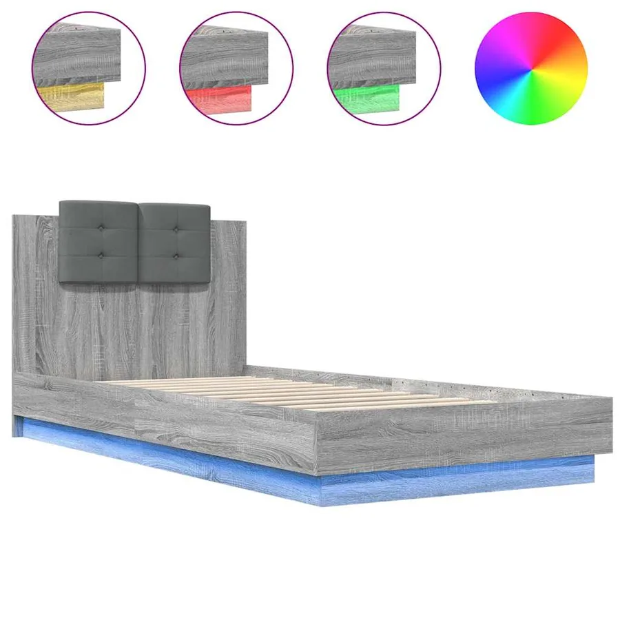 Cadre de lit avec LED sans matelas sonoma gris 90x200 cm - 2