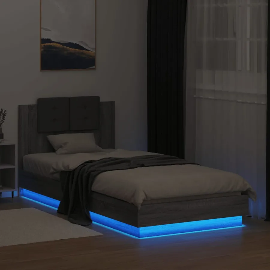 Cadre de lit avec LED sans matelas sonoma gris 90x200 cm - 4